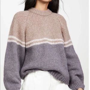 Xirena “Snowbird” sweater, S, dust rose/mauve with grey-ish purple color-block.